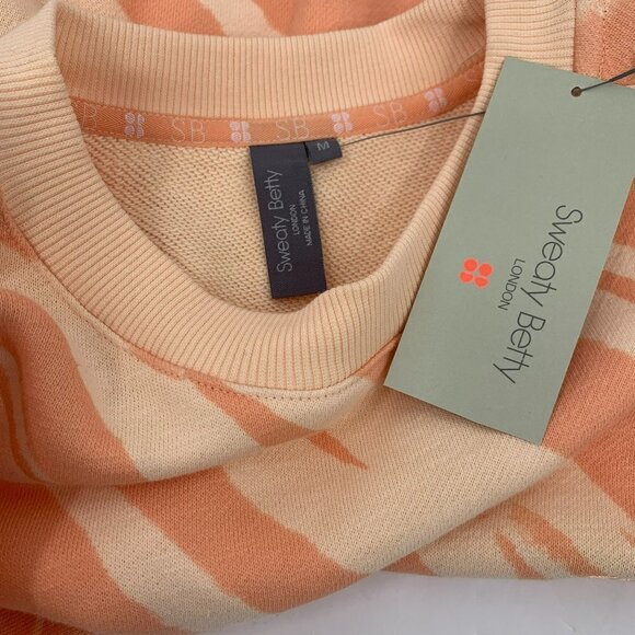 Sweaty Betty Essential Sweatshirt Nectarine Orange tie dye tan cotton new Medium - Picture 4 of 4